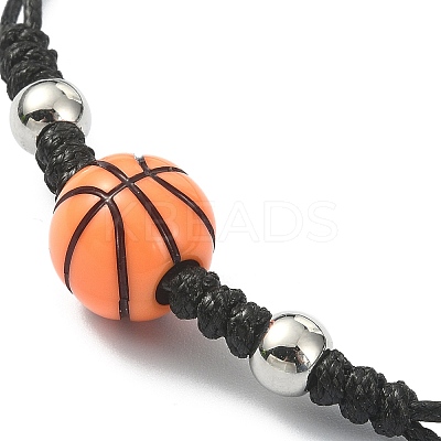 Acrylic Sports Ball Braided Bead Bracelets BJEW-TA00331-1