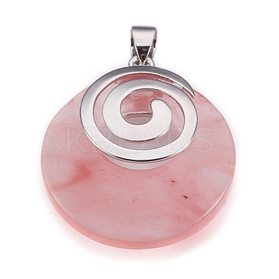 Cherry Quartz Glass Pendants KK-F751-D22-1