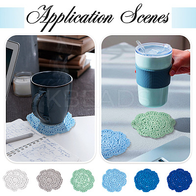 12Pcs 6 Colors Handmade Polyester Cotton Table Mats AJEW-MB0001-08-1