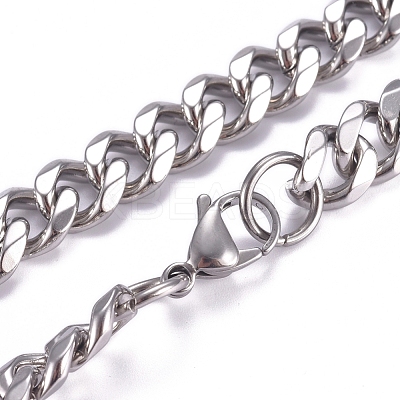 Non-Tarnish Men's 201 Stainless Steel Cuban Link Chain Necklaces NJEW-G340-22P-1