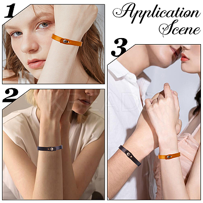 3Pcs 3 Colors Leather Wide Cord Bracelets with Alloy Button BJEW-GF0001-26-1