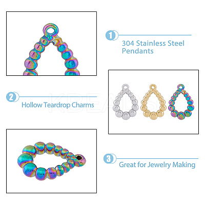 18Pcs 3 Colors Ion Plating(IP) 304 Stainless Steel Pendants STAS-DC0014-14-1