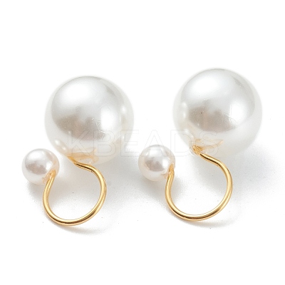 Plastic Imitation Pearl Cuff Earrings EJEW-G283-06-1