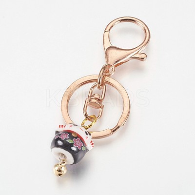 Handmade Porcelain Kitten Keychain KEYC-D056-E-1
