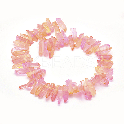 Electroplated Natural Quartz Crystal Beads Strands LS-G-P368-06C-1