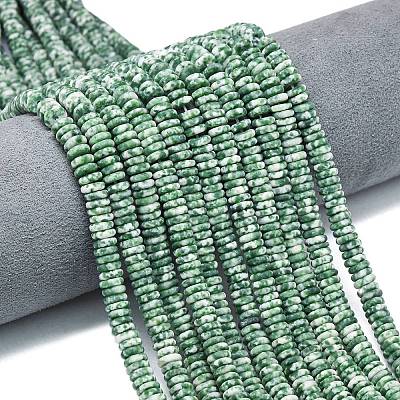 Frosted Natural Green Spot Jasper Beads Strands G-K389-C41-01-1