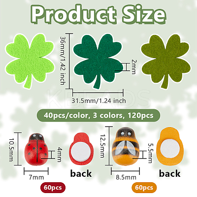 240Pcs 5 Stylle Wool Felt Clovers FIND-OC0013-46-1