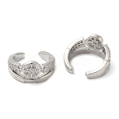 Rack Plating Brass Micro Pave Cubic Zirconia Flat Round Cuff Earrings EJEW-E290-09P-1