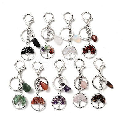 Natural & Synthetic Opalite Mixed Gemstone Keychain KEYC-M022-01-1
