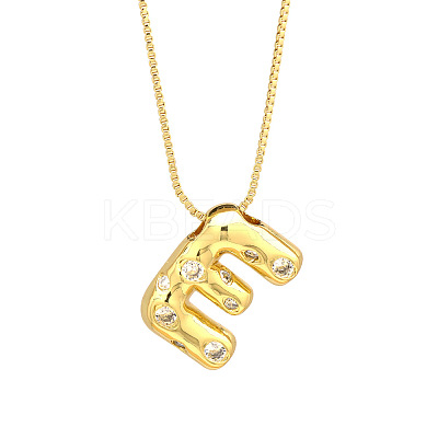 Brass Micro Pave Clear Cubic Zirconia Initial Pendant Necklaces FS-WGF17D9-10-1