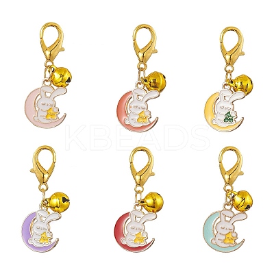Moon with Rabbit Alloy Enamel Pendant Decoraiton HJEW-JM00961-1