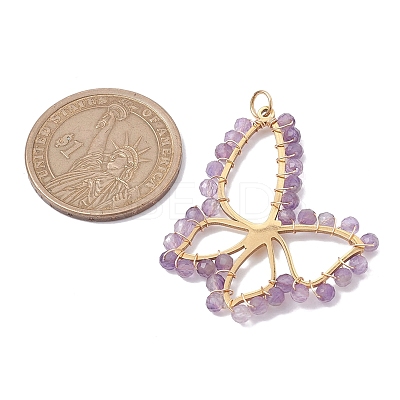 Natural Amethyst Faceted Pendants PALLOY-JF02564-02-1