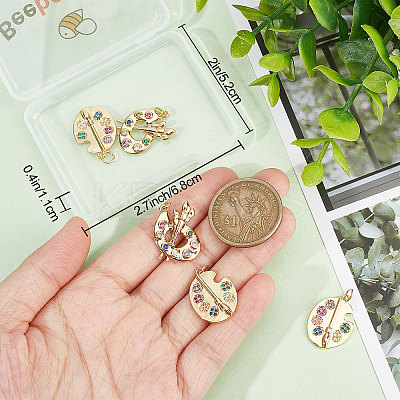 8Pcs 2 Style Brass Micro Colorful Cubic Zirconia Pendants KK-BBC0005-82-1
