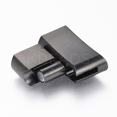 304 Stainless Steel Magnetic Clasps with Glue-in Ends X-STAS-F130-49B-1