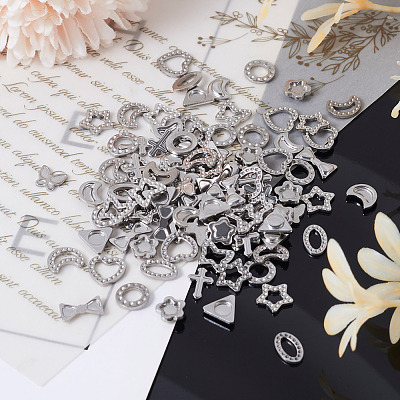 120Pcs 12 Styles 304 Stainless Steel Cabochons STAS-TA0002-71-1