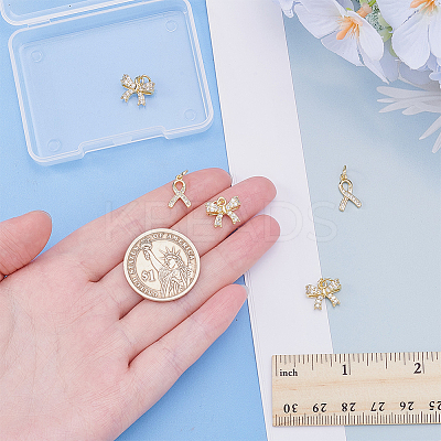 8Pcs 2 Styles Brass Micro Pave Cubic Zirconia Charms KK-AR0004-60-1