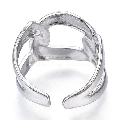 Non-Tarnish 304 Stainless Steel Curb Chains Shape Open Cuff Ring for Women LS-RJEW-N040-02-1
