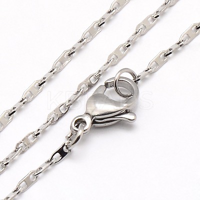 Tarnish Resistant Trendy Unisex 304 Stainless Steel Rectangle Link Chain Necklaces NJEW-M058-A-02-1