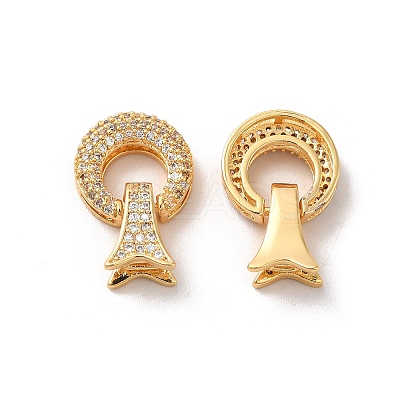 Brass Micro Pave Clear Cubic Zirconia Fold Over Clasps KK-M243-13G-1