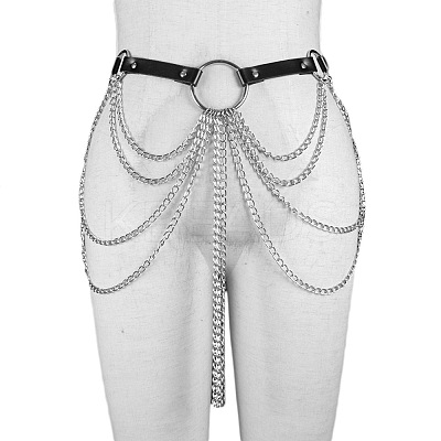 Ring Alloy Layered Chain Tassel with Imitation Leather Waist Belly Chains for Women FS-WG3DEB2-01-1
