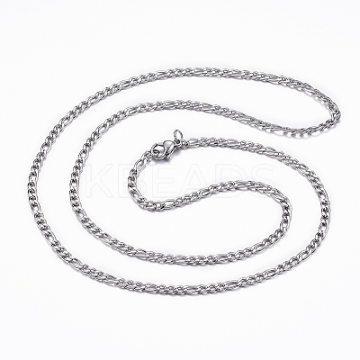 Non-Tarnish 304 Stainless Steel Figaro Chain Necklaces LS-NJEW-H445-01P-1