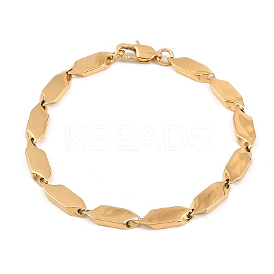 304 Stainless Steel Rhombus Link Chain Bracelets for Men Women BJEW-G766-04G-1