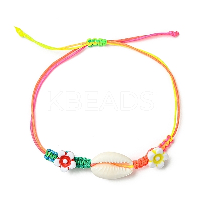Natural Mixed Cowrie Shell Beads Braided Bead Bracelets BJEW-JB11786-1