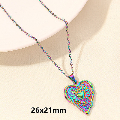 304 Stainless Steel Heart Pendant Necklaces for Men and Women FS-WG1B83F-15-1