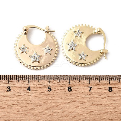 Star Brass Micro Pave Clear Cubic Zirconia Hoop Earrings EJEW-Z157-01G-1