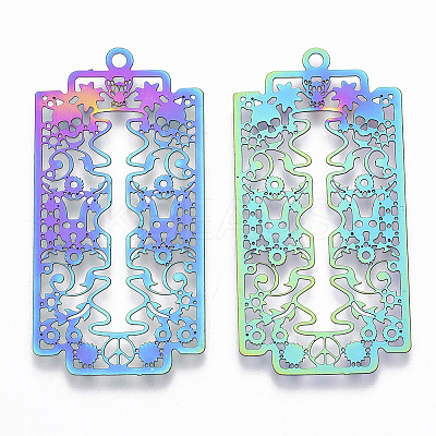 Ion Plating(IP) 201 Stainless Steel Filigree Pendants LS-X-STAS-T057-14-1