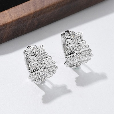 Brass Clear Cubic Zirconia Hoop Earrings EJEW-Q014-17P-1