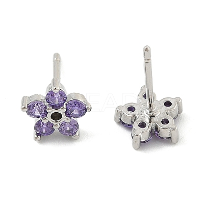 Brass Micro Pave Cubic Zirconia Stud Earrings EJEW-R016-26P-12-1