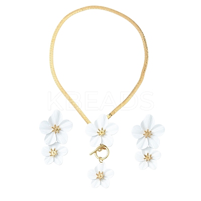 Spray Paint Alloy Jewerly Sets SJEW-YWC0001-01C-1