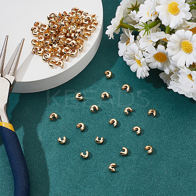 150Pcs Brass Crimp Beads KK-ME0003-52B-1