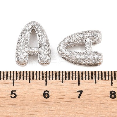 Brass Micro Pave Clear Cubic Zirconia Beads KK-D232-23P-1
