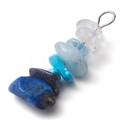 10Pcs 10 Styles Gradient Color Mixed Gemstone Chip Beaded Pendants PALLOY-JF02790-1