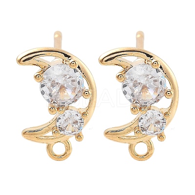 Brass Clear Cubic Zirconia Stud Earring Findings LS-KK-A238-01D-G-1