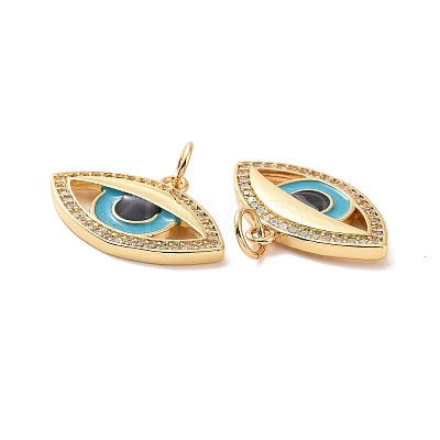 Eye Brass Micro Pave Clear Cubic Zirconia Charms KK-G435-34G-1