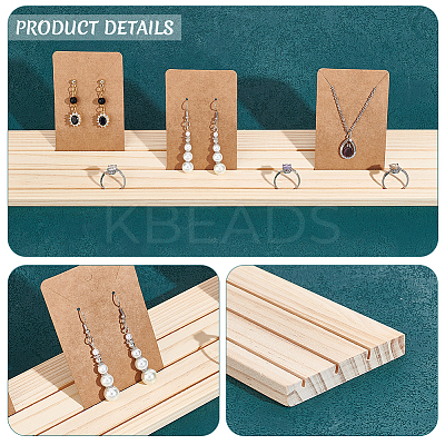 3-Slot Wood Earring Display Cards Stands LS-ODIS-WH0070-01-1