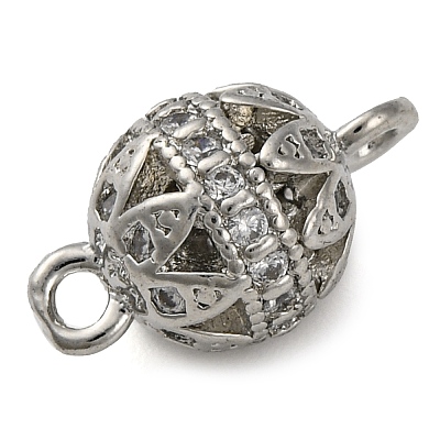 Brass Micro Pave Clear Cubic Zirconia Connector Charms KK-A230-06F-P-1