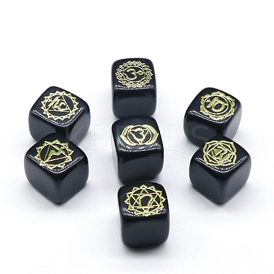 Natural Obsidian 7 Chakra Healing Stone Set G-PW0004-18C-1