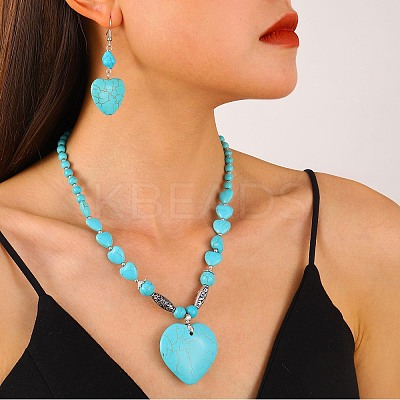 Alloy & Synthetic Turquoise Pendant Beaded Necklaces for Women FS-WGFCE16-02-1