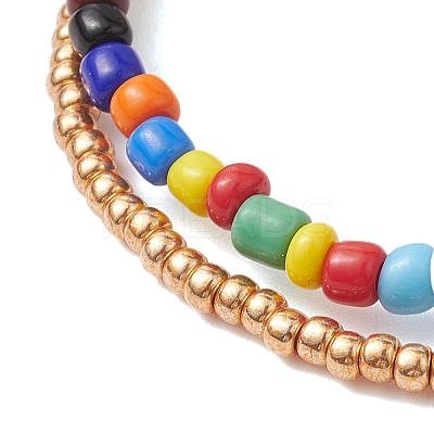 Glass Seed Double Layer Multi-strand Bracelets BJEW-MZ00055-02-1