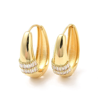 Clear Cubic Zirconia Hinged Hoop Earrings EJEW-P213-03G-1