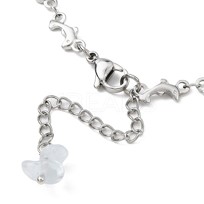304 Stainless Steel Dolphin Link Chain Anklet AJEW-AN00559-1