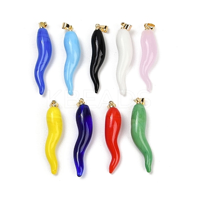 Handmade Lampwork with Brass Pendants KK-Q095-02-1