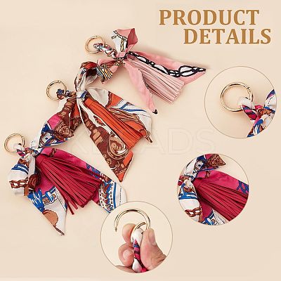 3Pcs 3 Colors PU Imitation Leather Tassel Keychain KEYC-CA0001-30-1
