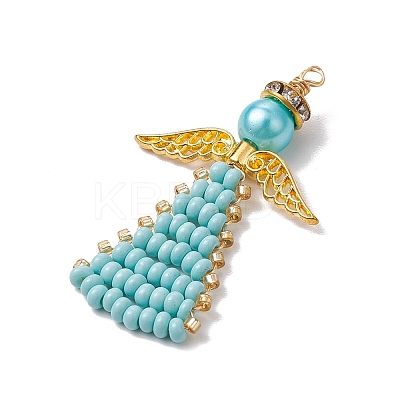 Angel Glass Seed Beads Pendants Decrotions HJEW-MZ00113-05-1