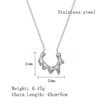 Non-Tarnish 304 Stainless Steel Sun Pendant Necklace with Cable Chains LV0006-2-1