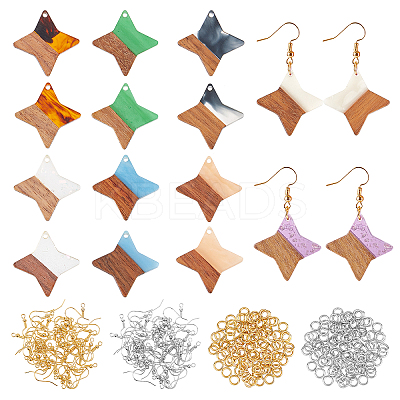 DIY 8 Pairs Star Wood Earring Makings DIY-FH0001-97-1